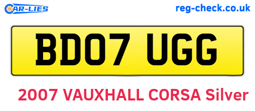 BD07UGG are the vehicle registration plates.