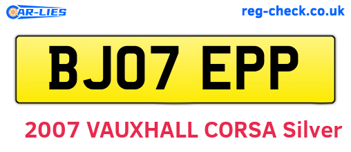 BJ07EPP are the vehicle registration plates.
