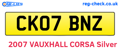 CK07BNZ are the vehicle registration plates.