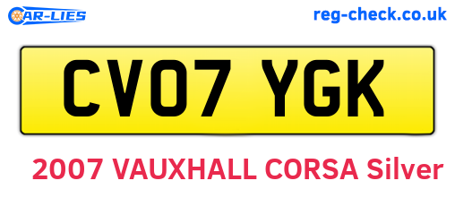CV07YGK are the vehicle registration plates.