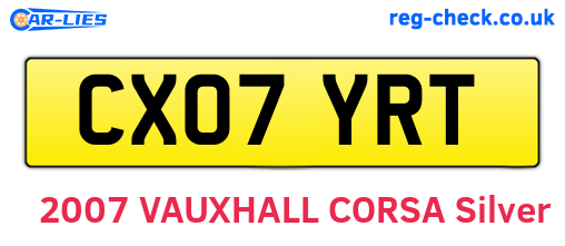 CX07YRT are the vehicle registration plates.