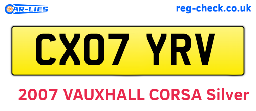 CX07YRV are the vehicle registration plates.