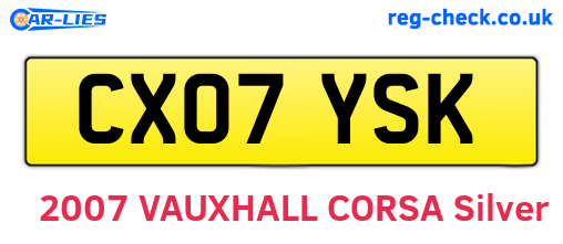 CX07YSK are the vehicle registration plates.