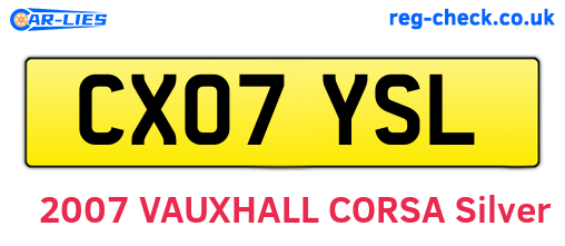 CX07YSL are the vehicle registration plates.