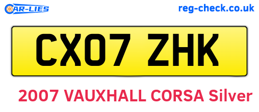 CX07ZHK are the vehicle registration plates.