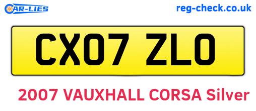 CX07ZLO are the vehicle registration plates.