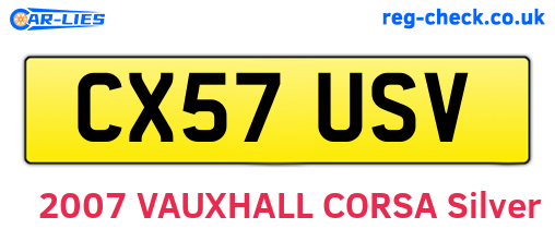 CX57USV are the vehicle registration plates.