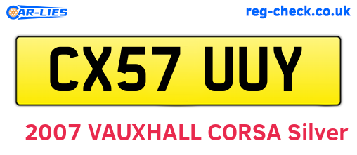CX57UUY are the vehicle registration plates.