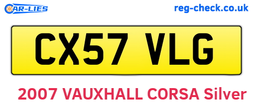 CX57VLG are the vehicle registration plates.