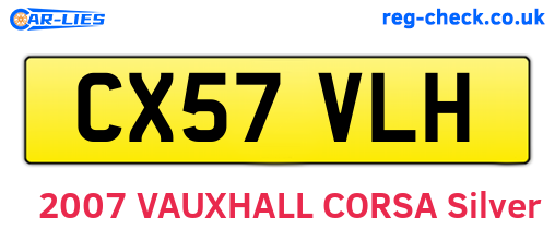 CX57VLH are the vehicle registration plates.