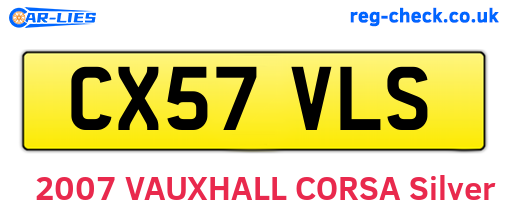 CX57VLS are the vehicle registration plates.