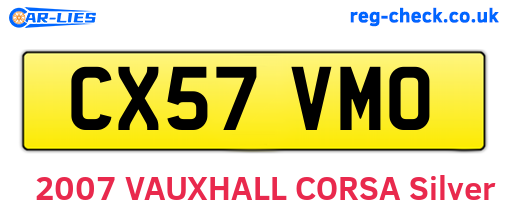 CX57VMO are the vehicle registration plates.