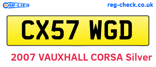CX57WGD are the vehicle registration plates.