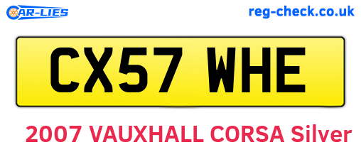 CX57WHE are the vehicle registration plates.