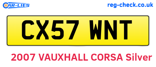 CX57WNT are the vehicle registration plates.