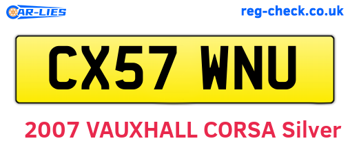 CX57WNU are the vehicle registration plates.