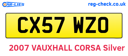 CX57WZO are the vehicle registration plates.