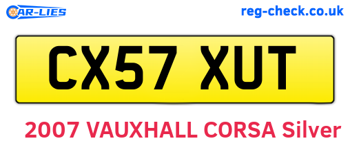CX57XUT are the vehicle registration plates.