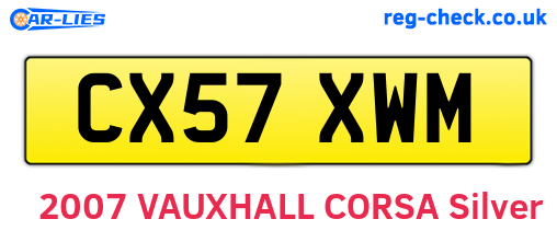 CX57XWM are the vehicle registration plates.
