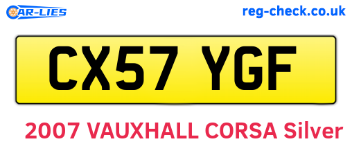 CX57YGF are the vehicle registration plates.
