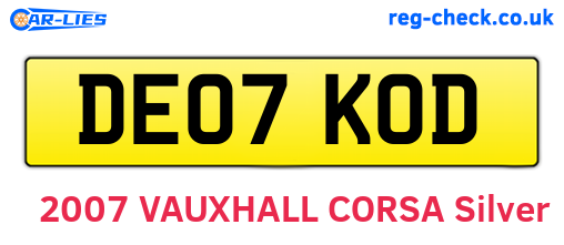 DE07KOD are the vehicle registration plates.
