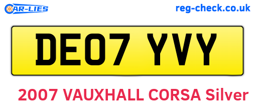 DE07YVY are the vehicle registration plates.