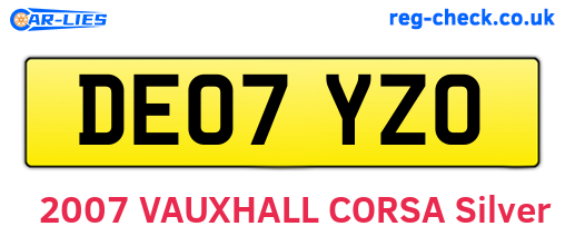 DE07YZO are the vehicle registration plates.