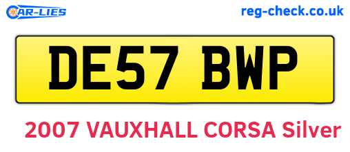 DE57BWP are the vehicle registration plates.