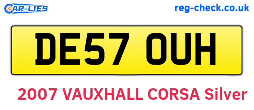 DE57OUH are the vehicle registration plates.