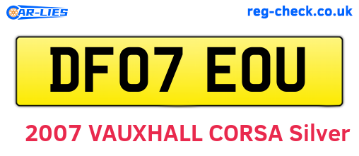 DF07EOU are the vehicle registration plates.