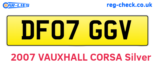 DF07GGV are the vehicle registration plates.