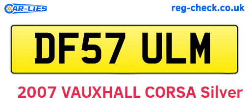 DF57ULM are the vehicle registration plates.