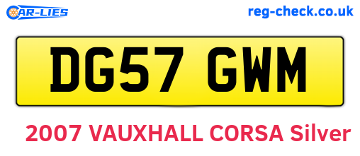 DG57GWM are the vehicle registration plates.
