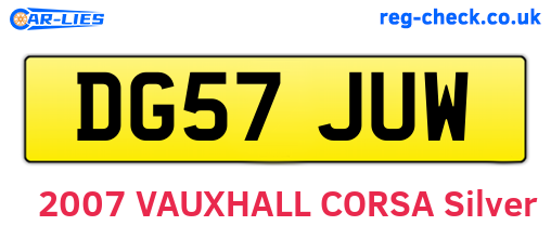 DG57JUW are the vehicle registration plates.