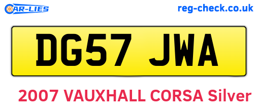DG57JWA are the vehicle registration plates.