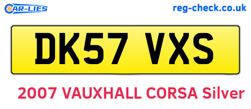 DK57VXS are the vehicle registration plates.