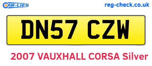 DN57CZW are the vehicle registration plates.