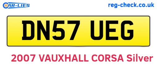 DN57UEG are the vehicle registration plates.