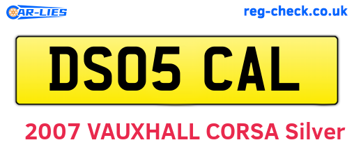 DS05CAL are the vehicle registration plates.