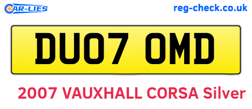 DU07OMD are the vehicle registration plates.