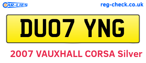 DU07YNG are the vehicle registration plates.