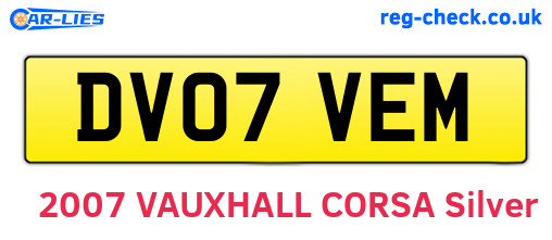 DV07VEM are the vehicle registration plates.