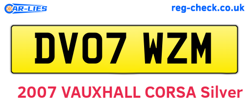 DV07WZM are the vehicle registration plates.