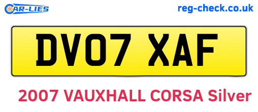 DV07XAF are the vehicle registration plates.