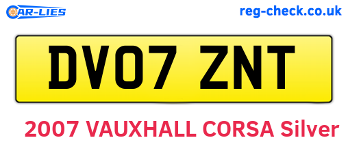 DV07ZNT are the vehicle registration plates.