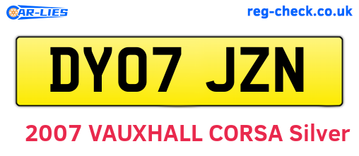 DY07JZN are the vehicle registration plates.