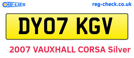 DY07KGV are the vehicle registration plates.