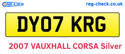 DY07KRG are the vehicle registration plates.
