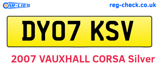 DY07KSV are the vehicle registration plates.