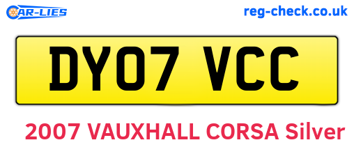 DY07VCC are the vehicle registration plates.
